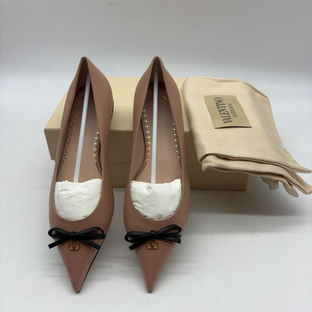 valentino Leather Ballerina Flat in Brown